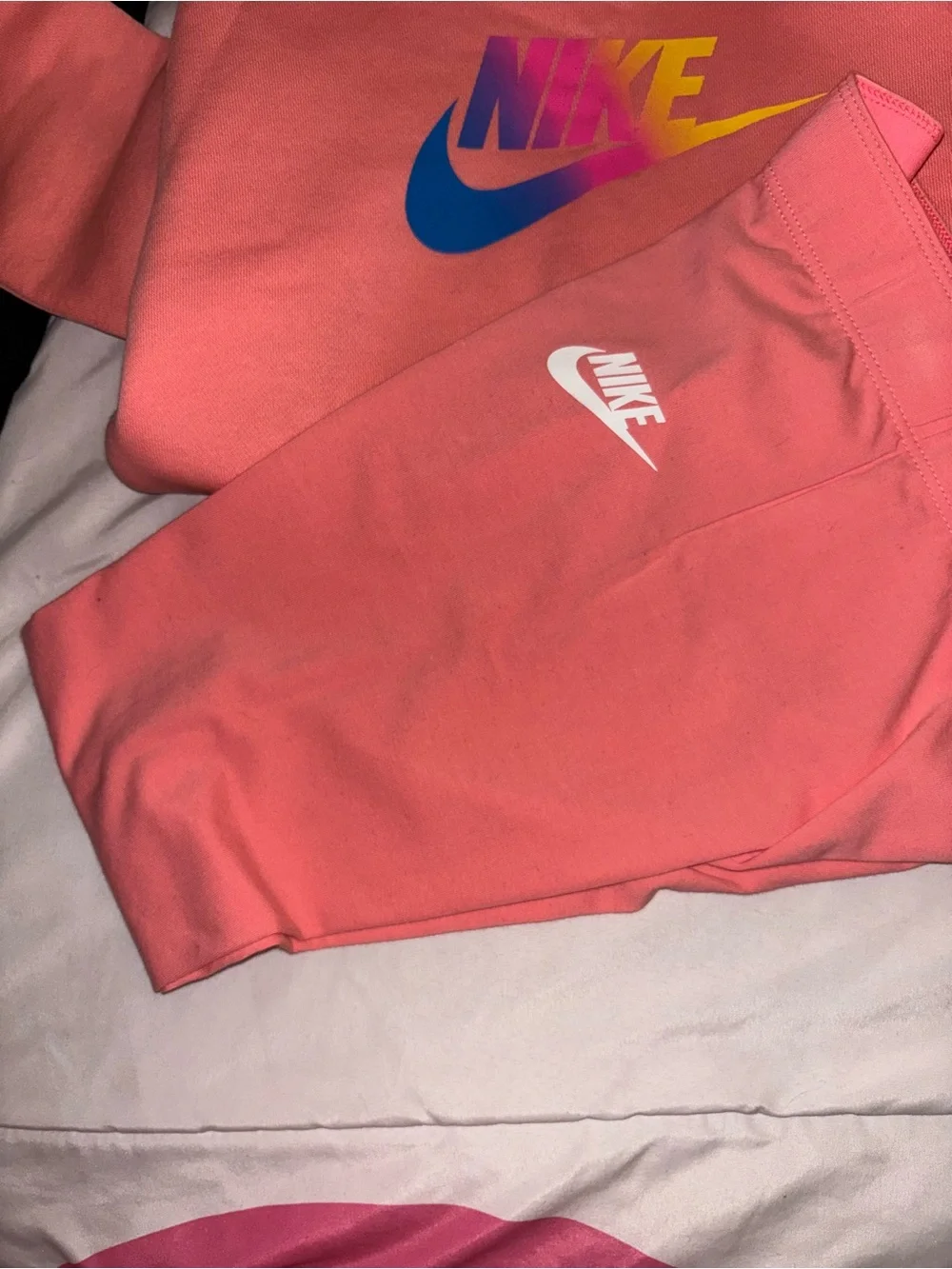 Nike Coral Kids' Sweatshirt and leggings Set with Multicolor Gradient Logos